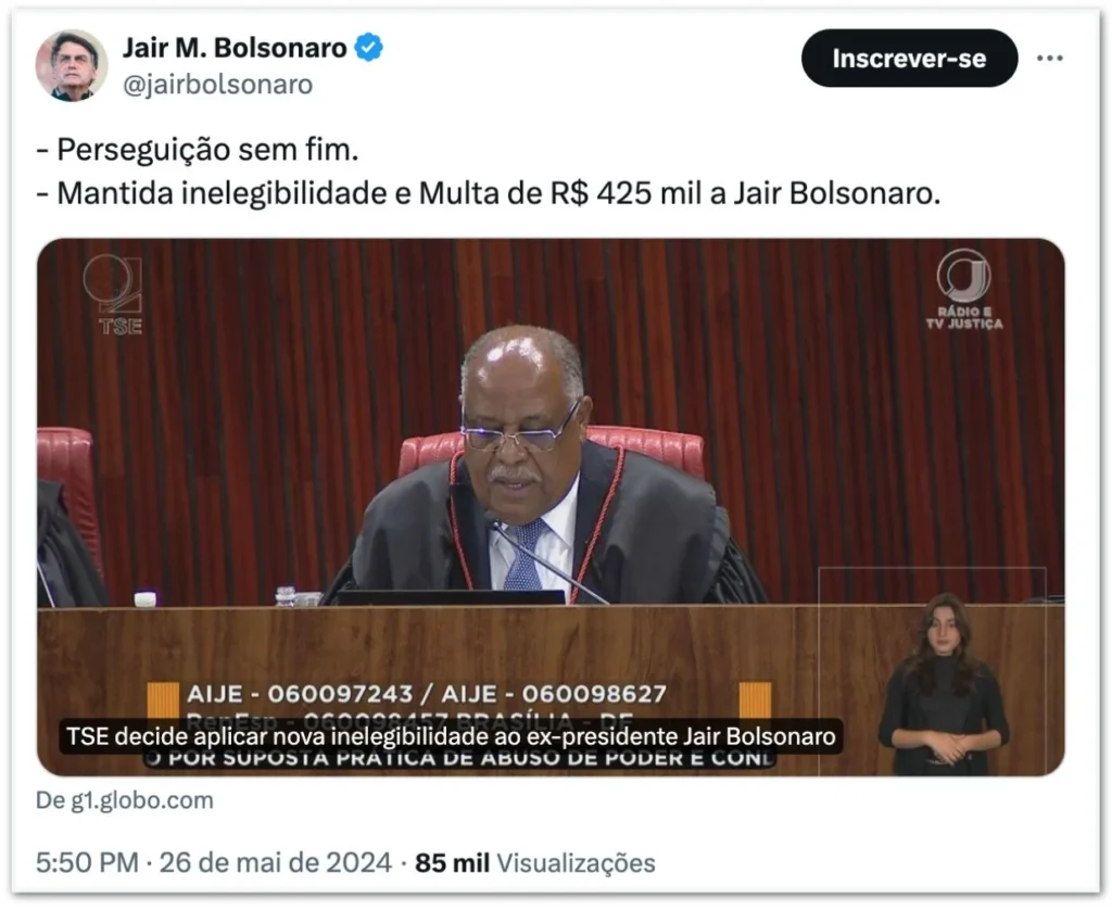 Bolsonaro-Twitter-TSE-decisao-26-mai-2024